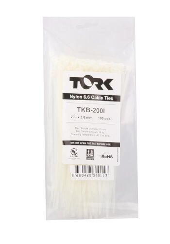 Tork TRK-370-7,5mm Beyaz 100lü Kablo Bağı (84874) - TORK