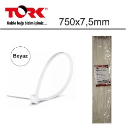 Tork TRK-750-7,5mm Beyaz 100lü Kablo Bağı - 1