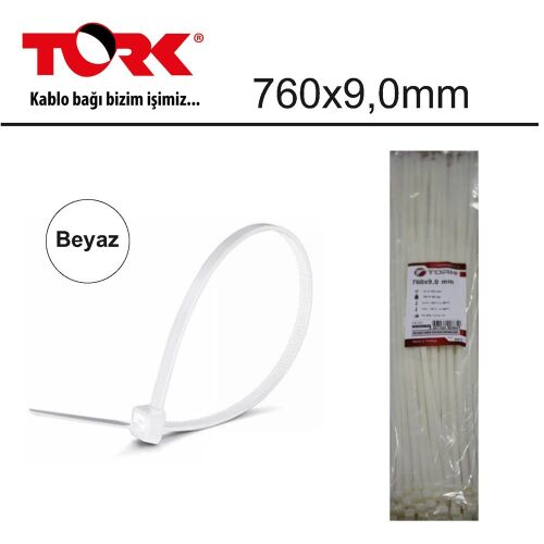 Tork TRK-760-9,0mm Beyaz 100lü Kablo Bağı (86978) - TORK