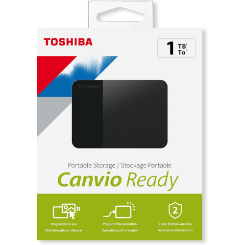 TOSHIBA HDTP310EK3AA, Canvio Ready, 1TB, 2.5" USB 3.0, Taşınabilir, Harici HDD, (Black) - Toshiba