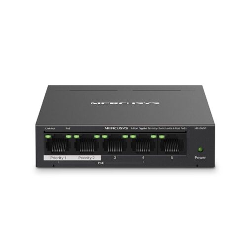 Tp-Link Mercusys MS105GP 5 Port 10-100-1000 Mbps Poe+ Switch Metal Kasa - 1