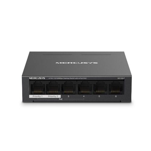 Tp-Link Mercusys MS106LP 4 Port 10-100 Mbps Poe+ 2 Port 10-100 Mbps Uplink Switch Metal Kasa - TP-LINK