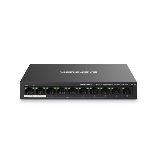 Tp-Link Mercusys MS110P 8 Port 10-100 Mbps Poe+ 2 Port 10-100 Switch Metal Kasa - TP-LINK