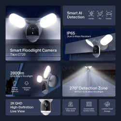 TP-Link Tapo C720 Dış Mekan 2K Gece Görüşlü 512GB Micro SD Destekli Akıllı Projektör Kamera - 1