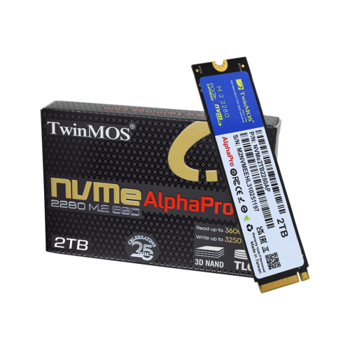 TwinMOS NVMe2TB2280AP, AlphaPro, 2TB, 3600-3250Mb/s, Gen3, NVMe PCIe M.2 2280, SSD, TLC, 3DNAND - TwinMOS