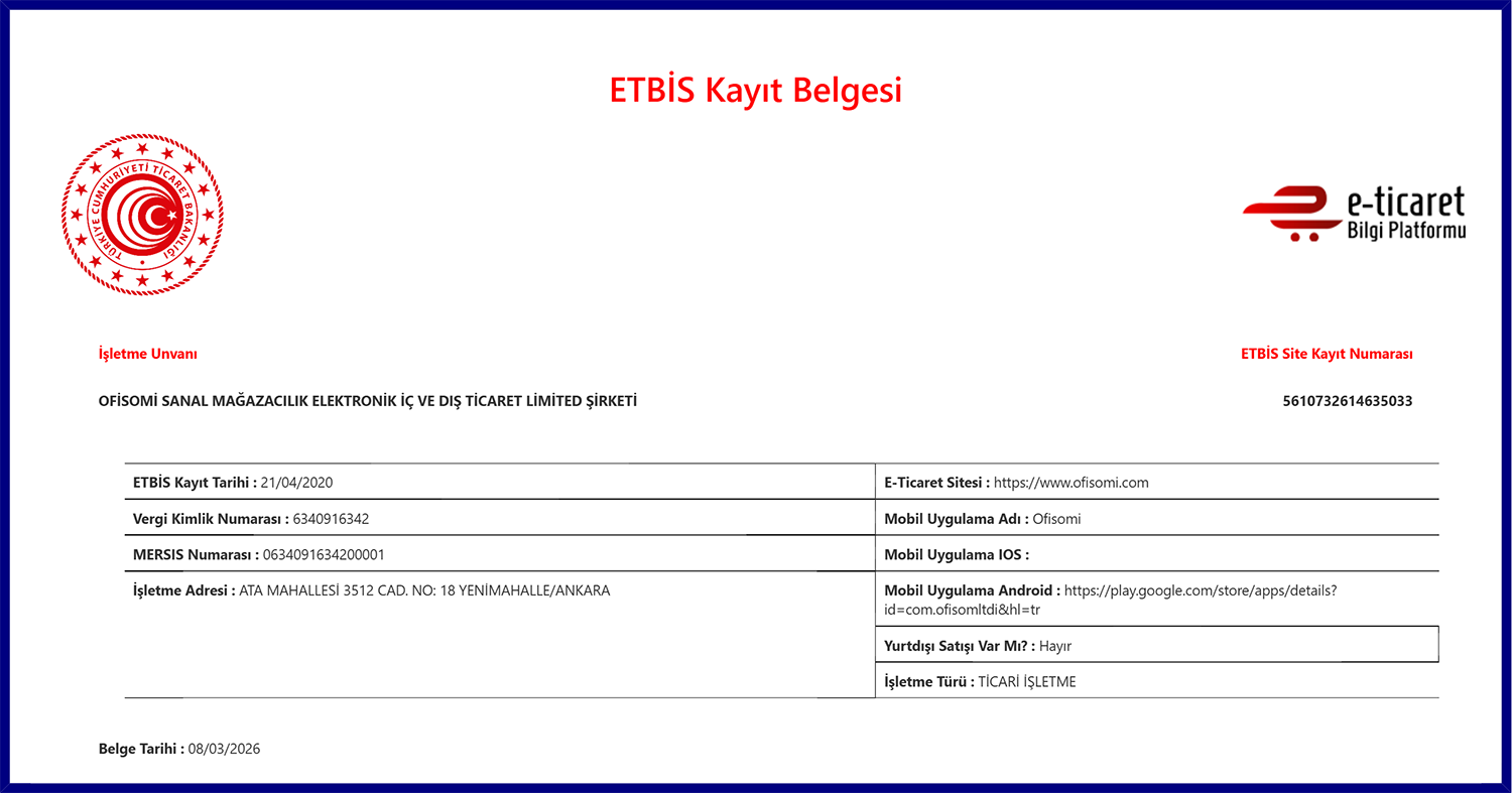 Ofisomi ETBİS kayıt belgesi