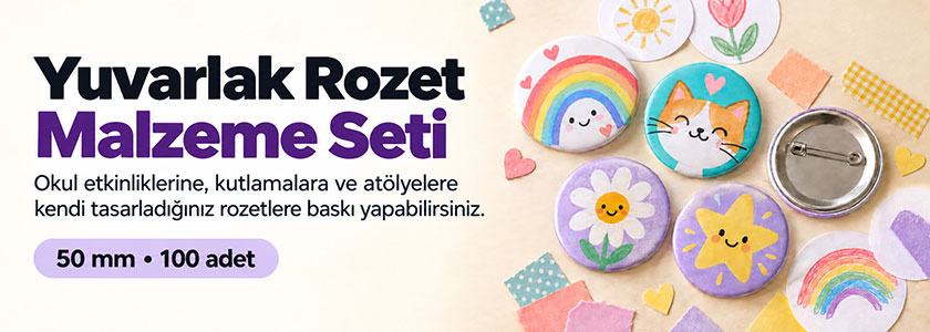 Yuvarlak Rozet Malzeme Seti 50mm - 100 Adet