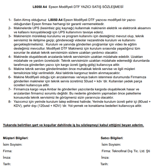 A4 DTF Modifiyeli Tekstil Baskı Yazıcısı