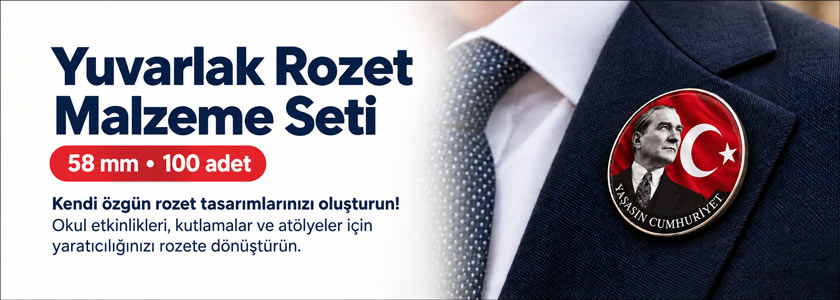 Yuvarlak Rozet Malzeme Seti 58mm - 100 Adet