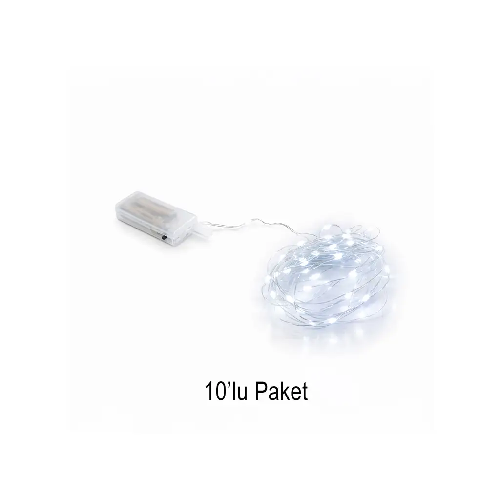 3 Metre Pilli Beyaz Peri Led - 10'lu Paket