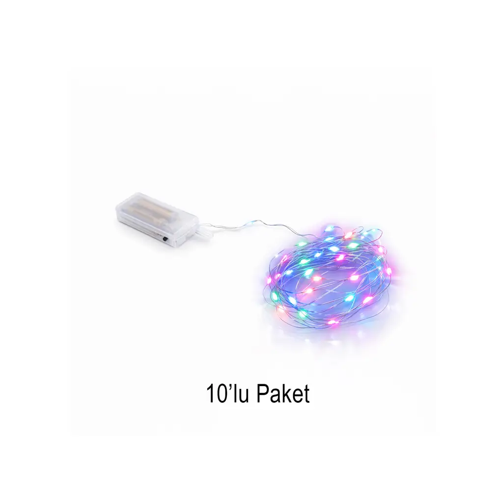 3 Metre Pilli Renkli Peri Led - 10'lu Paket