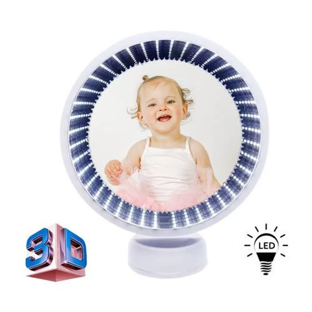3D Led Işıklı Sihirli Aynalı Yuvarlak Fotoğraf Çerçevesi