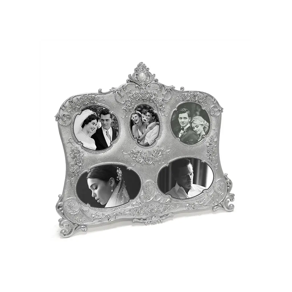 5'li Kabartmalı Vintage Silver Fotoğraf Çerçevesi