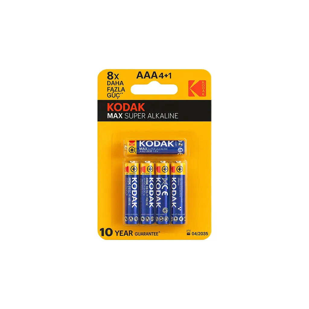 5'li Kodak 8X Max Super Alkaline İnce Kalem Pil - AAA4+1
