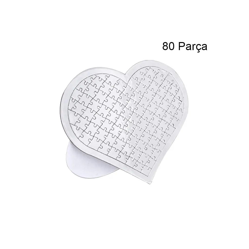 5'li Paket Süblimasyon Kalp Puzzle A4 - 80 Parça