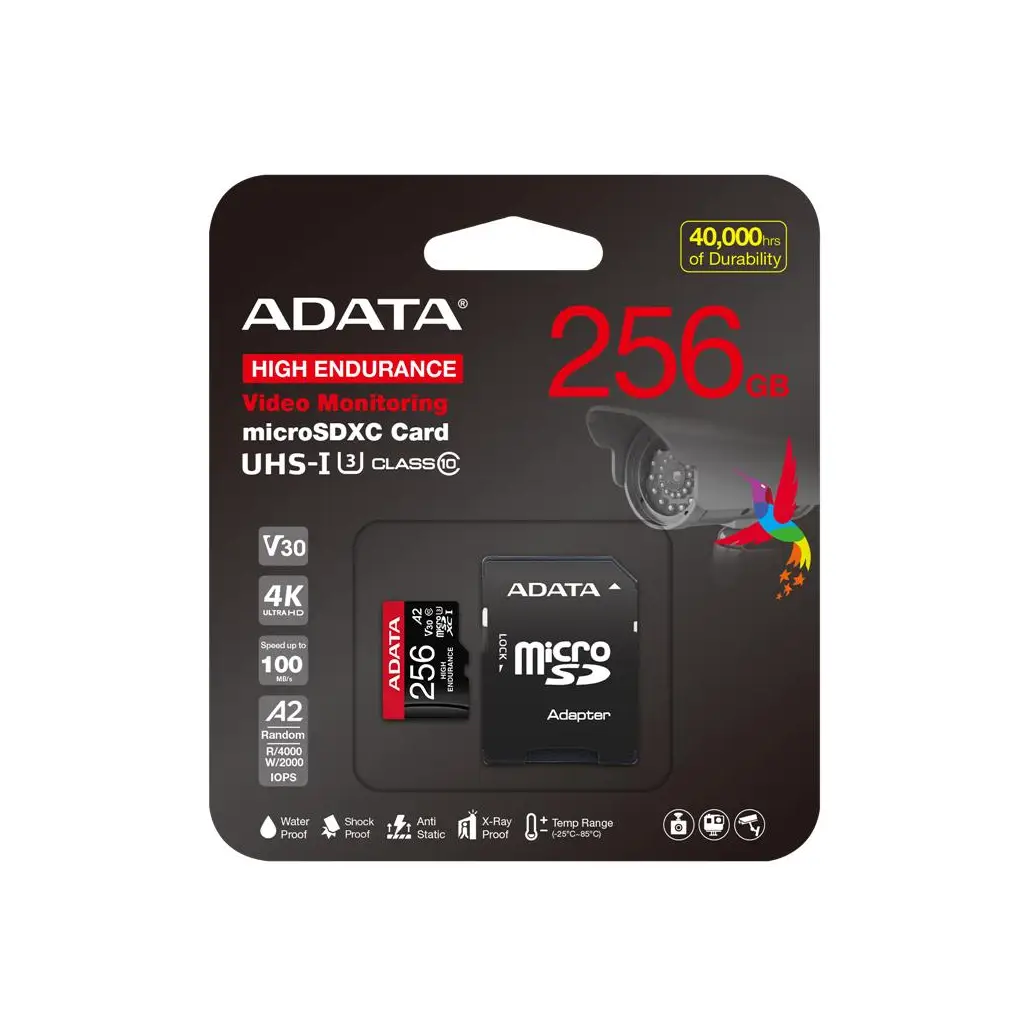 Adata 256 GB High Endurance microSDXC 4K U3 V30 A2 Hafıza Kartı