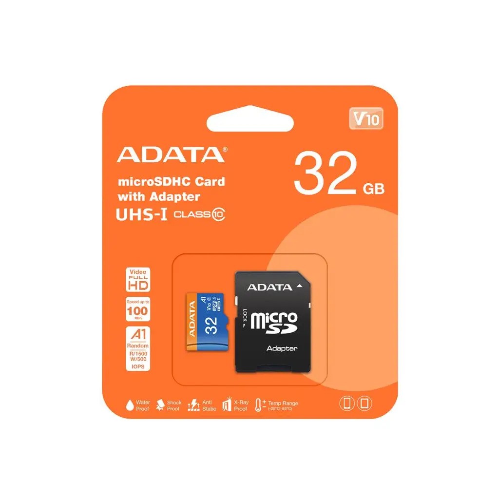 Adata 32GB Premier microSDHC Card with Adapter UHS-I Class10 V10 Hafıza Kartı