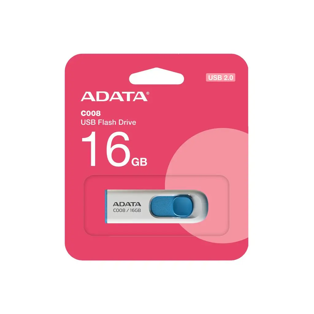 Adata C008-16GB 16GB USB2.0 Classic (White + Blue) Flash Bellek