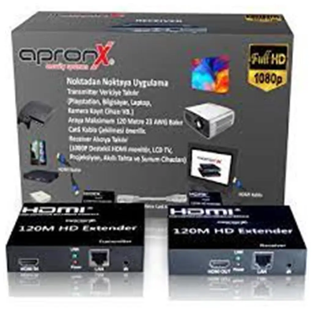 Apronx APX-USB120M-B Cat5e-Cat6 120 metre FullHd 1080P HDMI Extender
