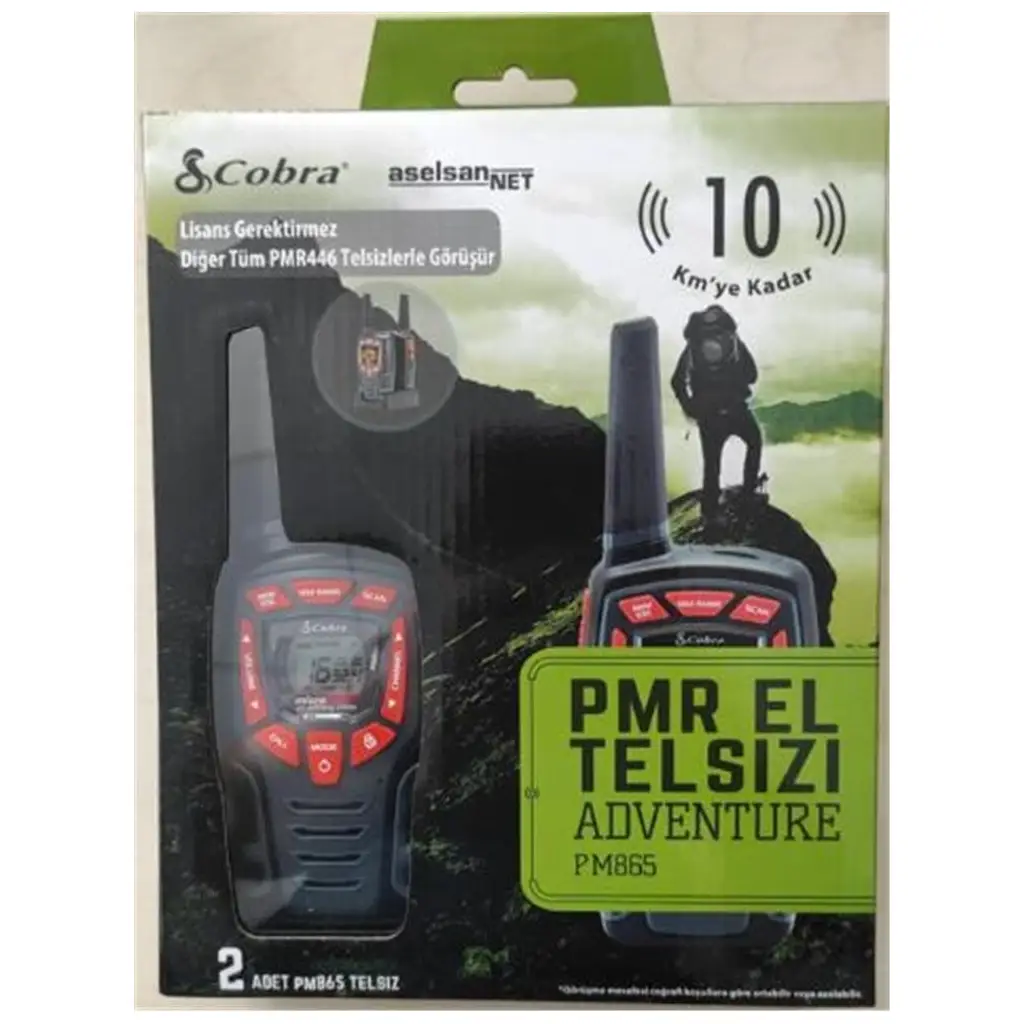 Aselsan PM-865 Pmr El Telsizi 2li Paket 8 Kanal+121 Alt Kanal 8 Km