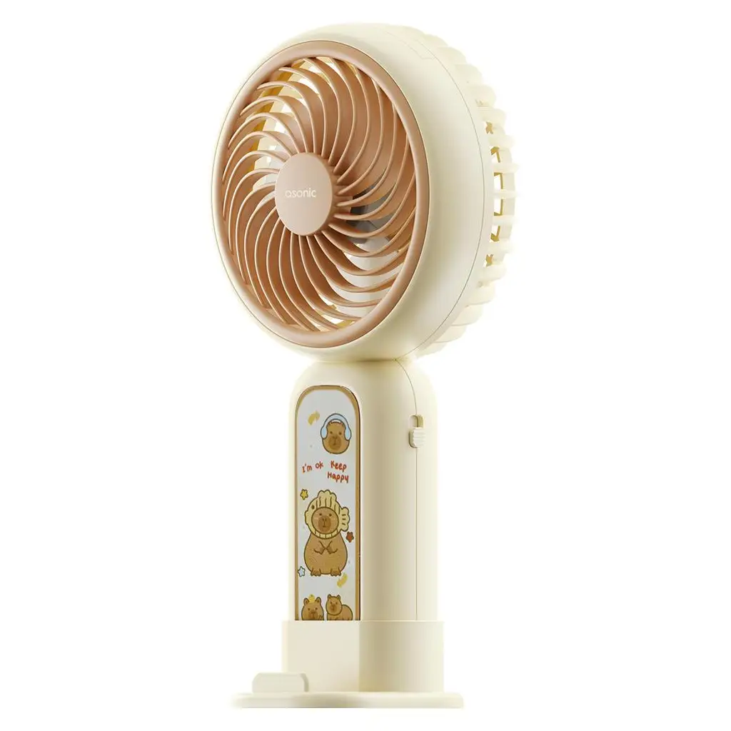 Asonic AFN20 Krem 250mAh Dahili Pil Elde Taşınabilir Masaüstü Usb Fan Şarjlı Type-c Şarj