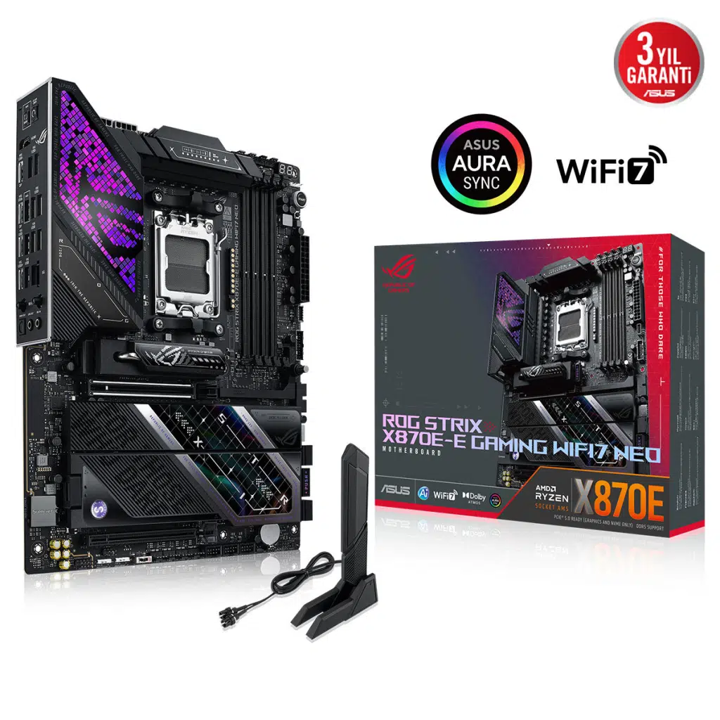 ASUS ROG STRIX X870E-E GAMING WIFI7 NEO, 4xDDR5, 5xM.2, HDMI, DP, Type-C, PCIe 5.0, 2xWi-Fi 7, Bluetooth v5.4, AM5 Soket GAMING Anakart