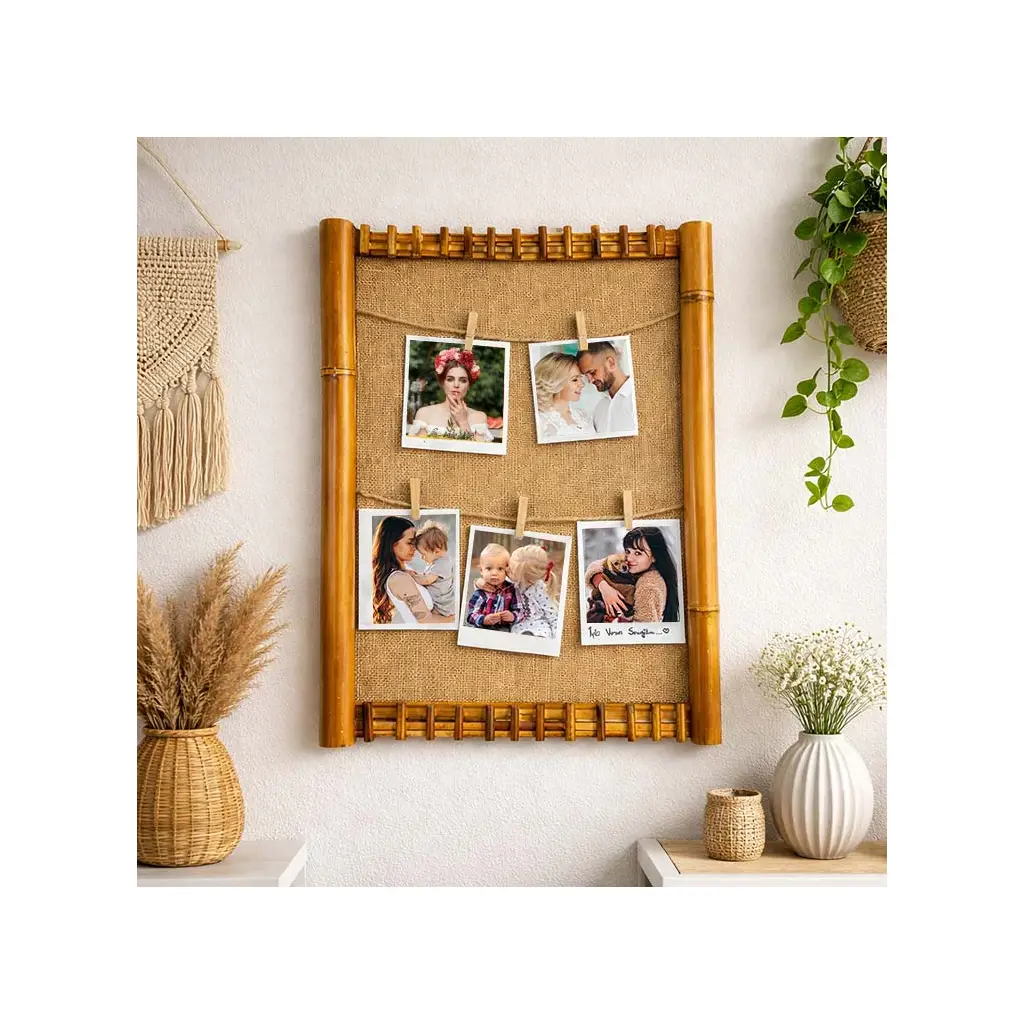 Bambu İpli Mandallı Fotoğraf Çerçevesi - 36x47cm