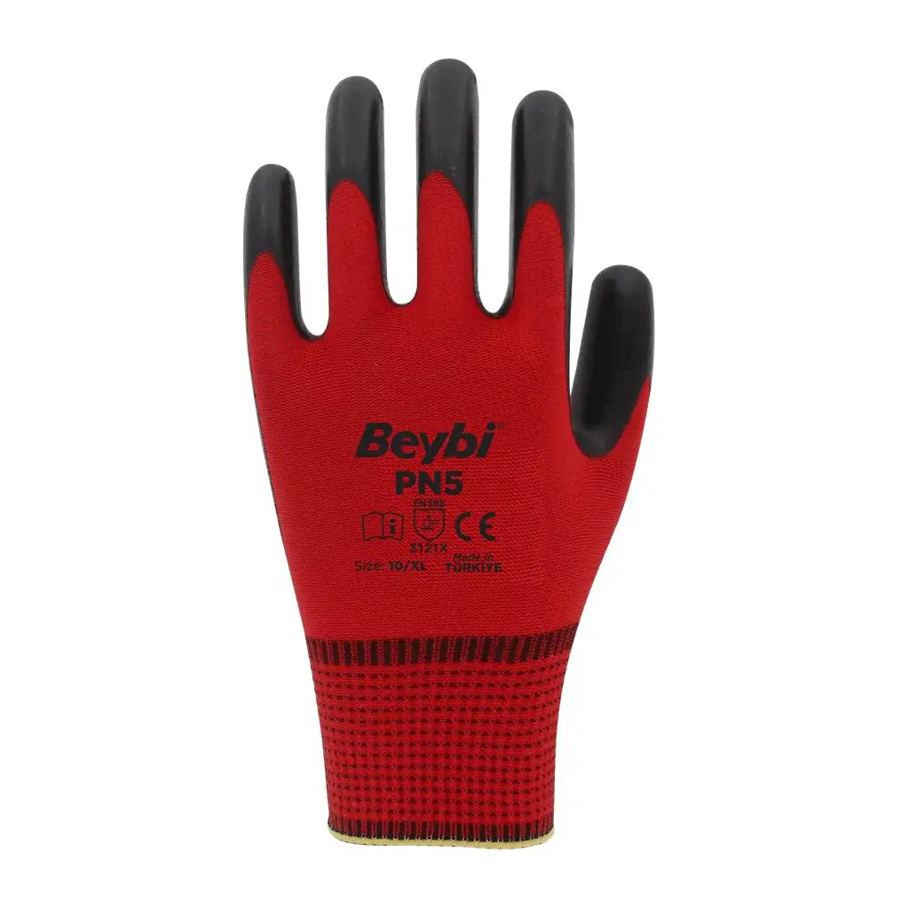 Beybi Nitril PMK PN5 Kırmzı Siyah 10 Beden 12li Paket
