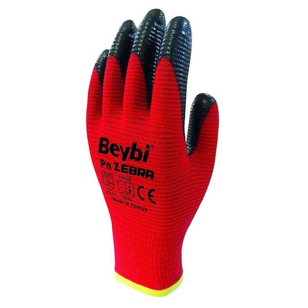 Beybi Nitril PMK PN5 Kırmzı Siyah 9 Beden 12li Paket