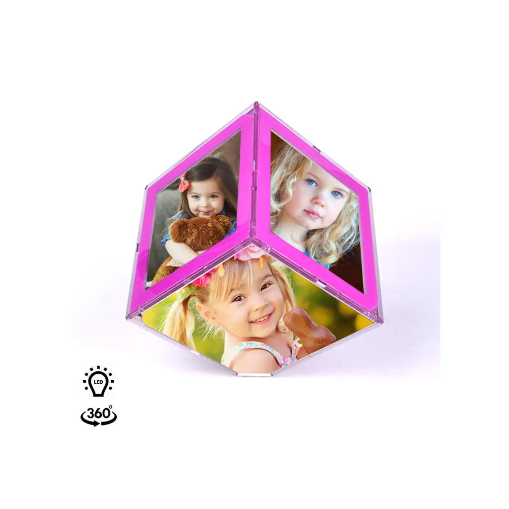 Bordürlü Büyük Dönen Led Işıklı Küp Çerçeve - 15x15cm