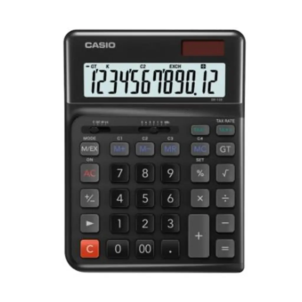 Casio DE-12E-BK Siyah 12 Hane Masa Üstü Ergonomik Tuşlu Hesap Makinesi