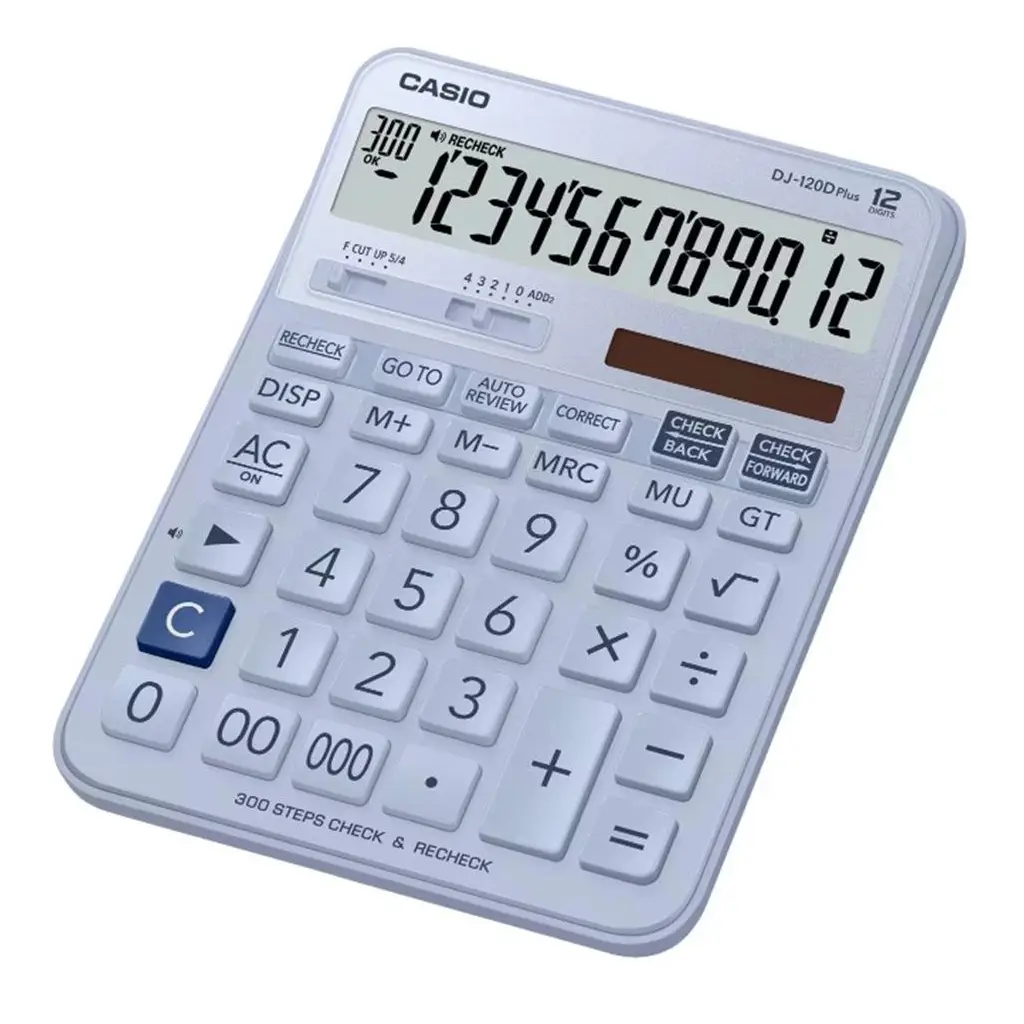 Casio DJ-120D Plus Açık Mavi İşlem Kontrollü 12 Hane Masa Üstü Hesap Makinesi