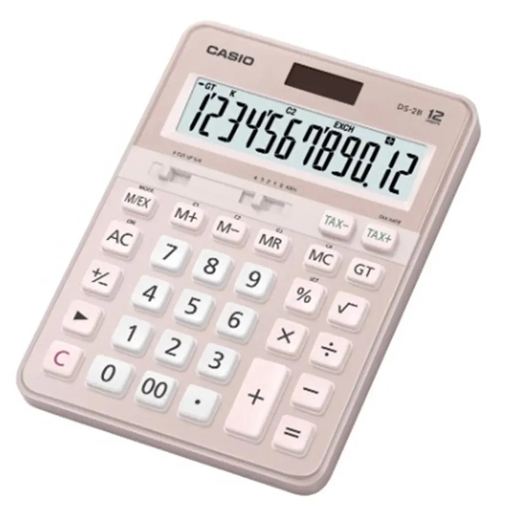 Casio DS-2B-PK Pembe Profesyonel 12 Hane Masa Üstü Hesap Makinesi