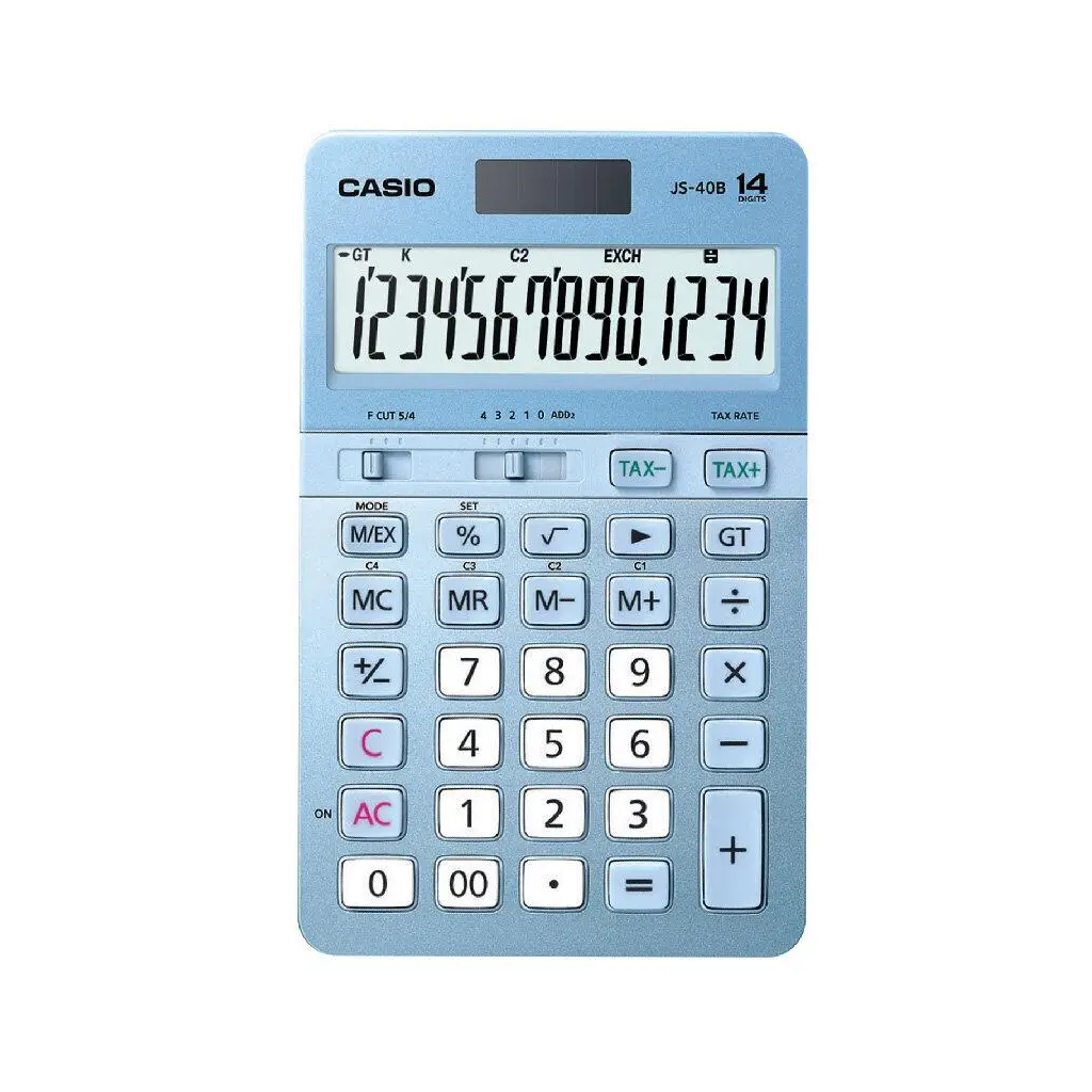 Casio JS-40B-BU Mavi Profesyonel 14 Hane Masa Üstü Hesap Makinesi