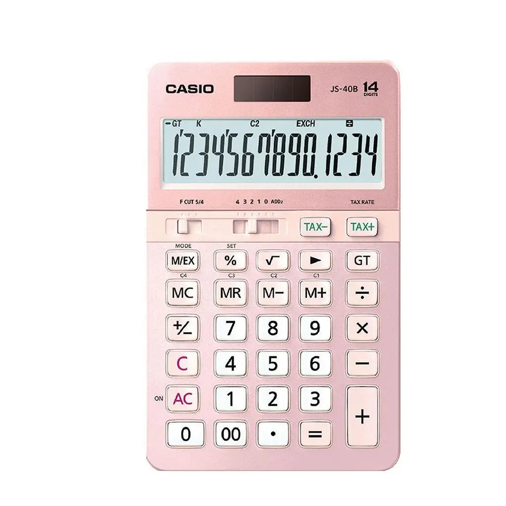 Casio JS-40B-PK Pembe Profesyonel 14 Hane Masa Üstü Hesap Makinesi