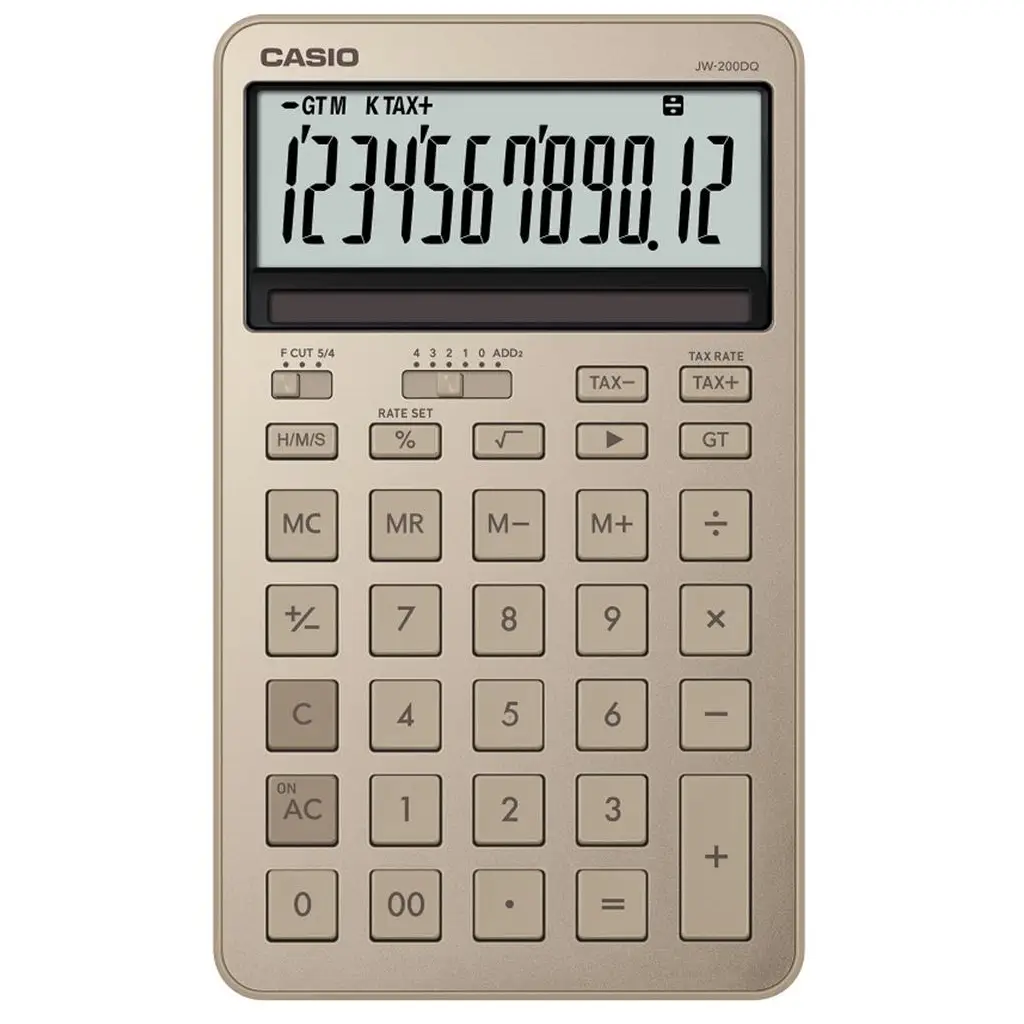 Casio JW-200DQ-GD12 Hane Parlak Altın Masa Üstü Hesap Makinesi