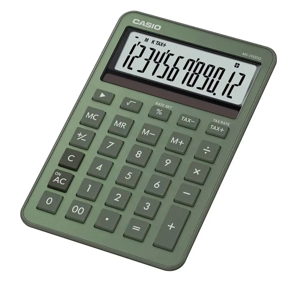 Casio MS-200DQ-GN 12 Hane Puslu Yeşil Üstü Hesap Makinesi