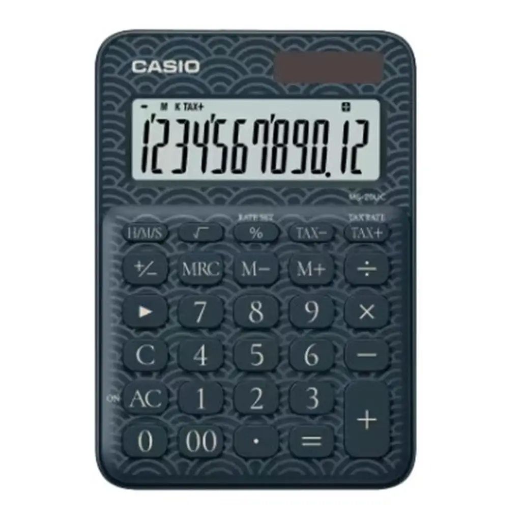 Casio MS-20UC-JBU 12 Hane Lacivert Desenli Masa Üstü Hesap Makinesi