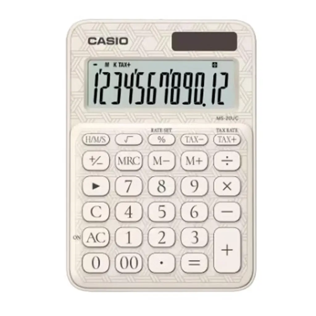 Casio MS-20UC-JWE 12 Hane Beyaz Desenli Masa Üstü Hesap Makinesi