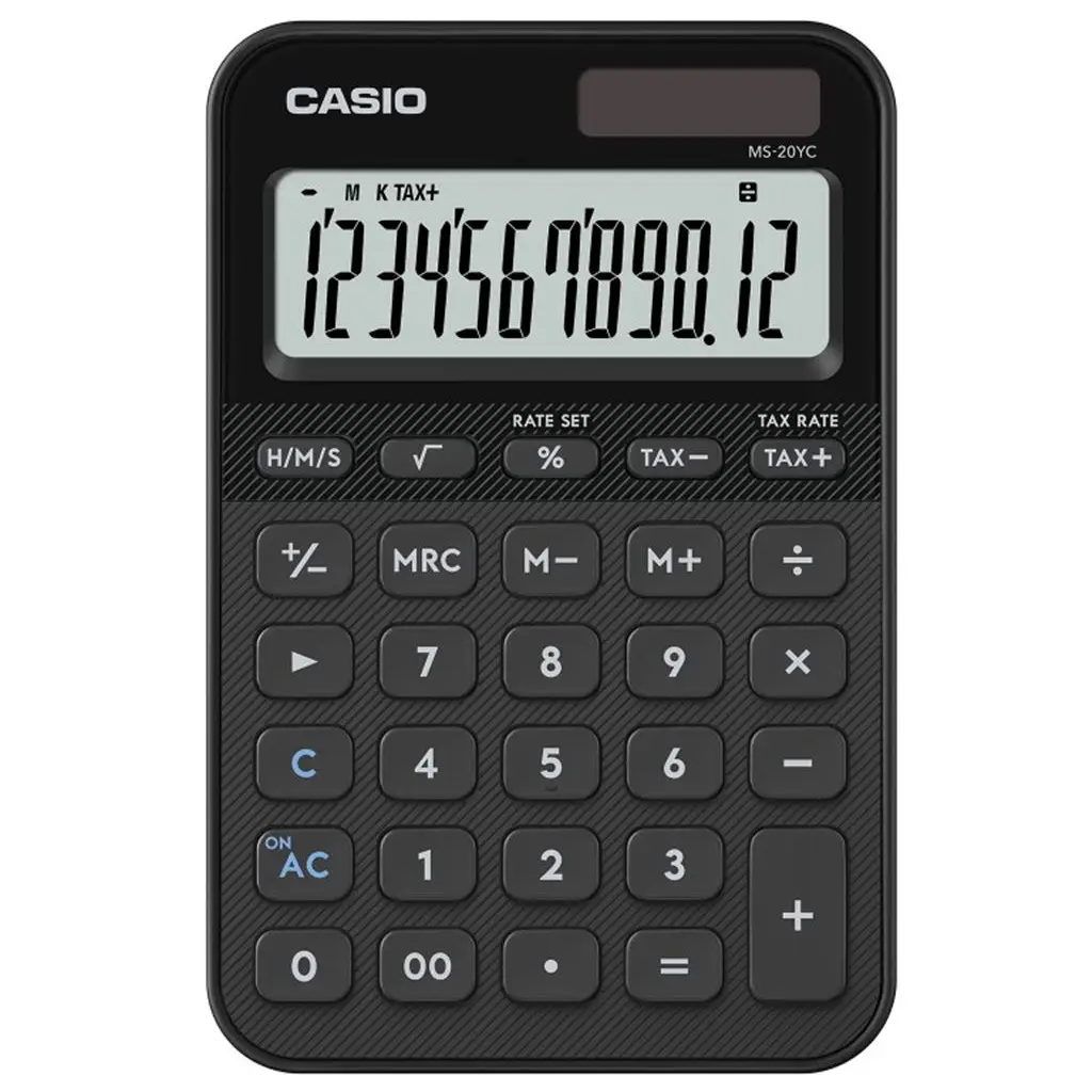 Casio MS-20YC-BK 12 Hane Siyah Masa Üstü Hesap Makinesi