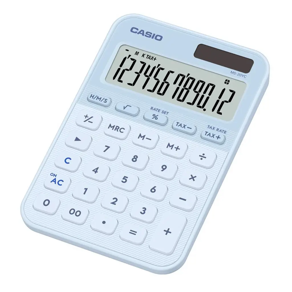 Casio MS-20YC-LB 12 Hane Açık Mavi Masa Üstü Hesap Makinesi