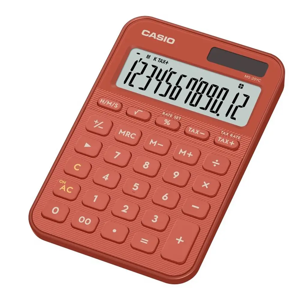 Casio MS-20YC-RD 12 Hane Kırmızı Masa Üstü Hesap Makinesi