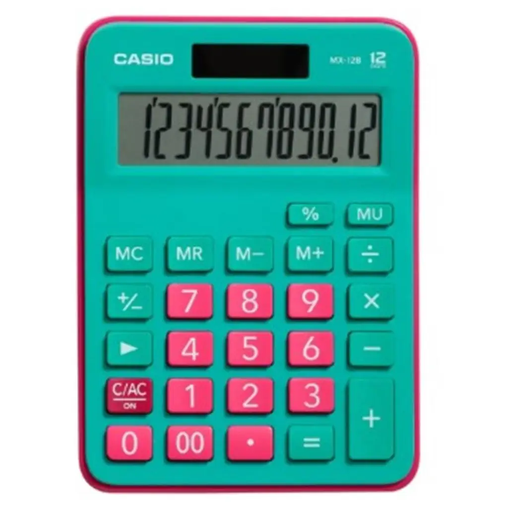 Casio MX-12B-GNRD Yeşil+Pembe 12 Hane Masa Üstü Hesap Makinesi