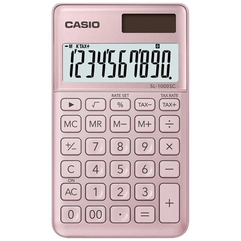 Casio SL-1000SC-PK Cep Tipi 10 Hane Pembe Hesap Makinesi