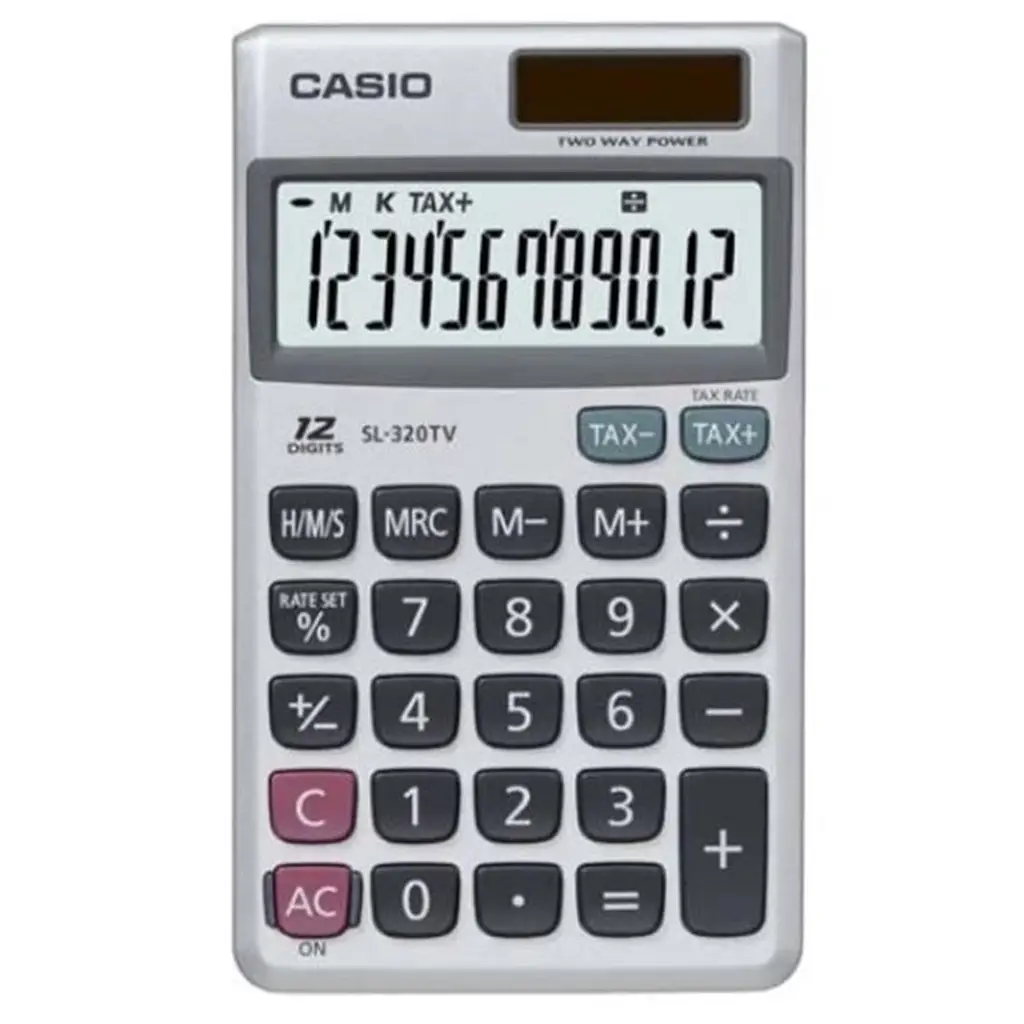 Casio SL-320TV-W-DP 12 Hane Cep Tipi Hesap Makinesi