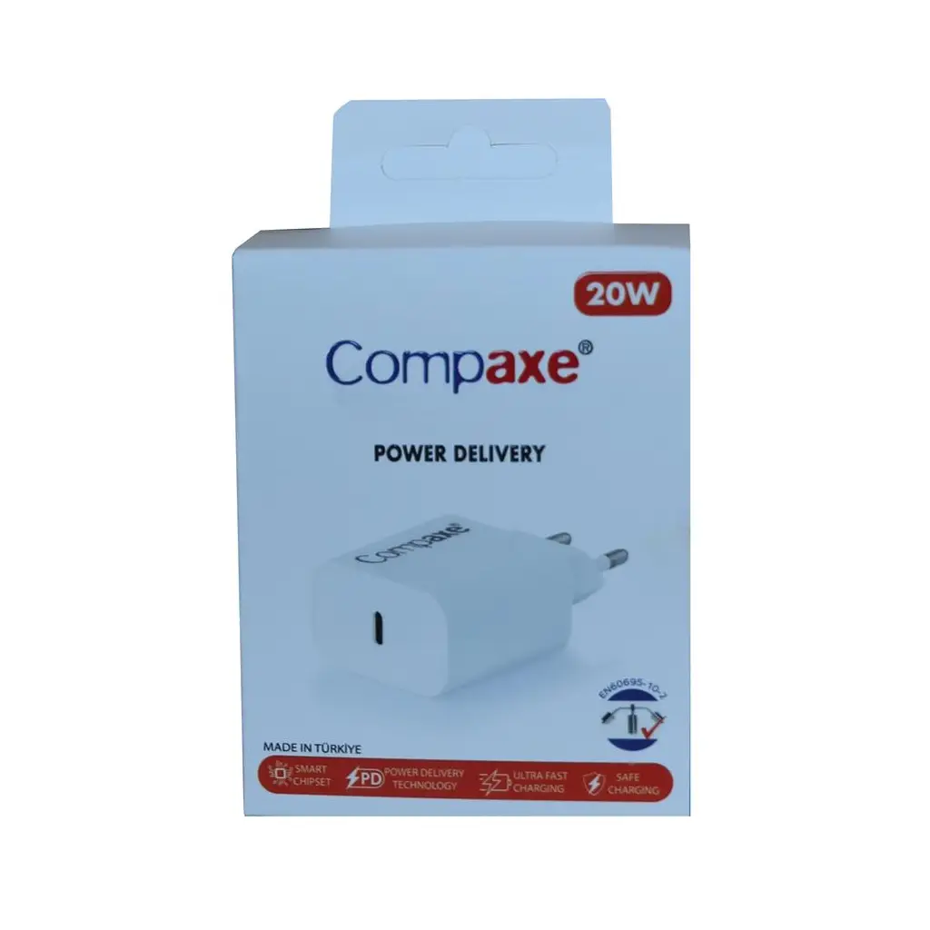 Compaxe CTA-200C PD USB-C 3.0 20W Ev Şarj Kafa