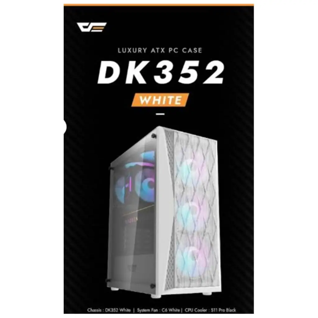 darkFlash DK352 PLUS 650W Bronze 80+ Power Supply 4-12cm ARGB Fan Beyaz Kasa