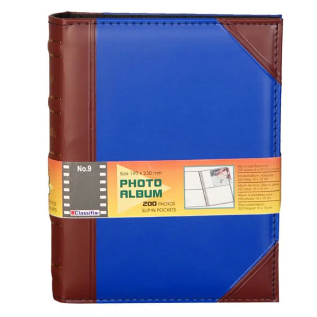 Deri Fotoğraf Albümü 200'lük 10x15 cm Kahverengi ve Lacivert