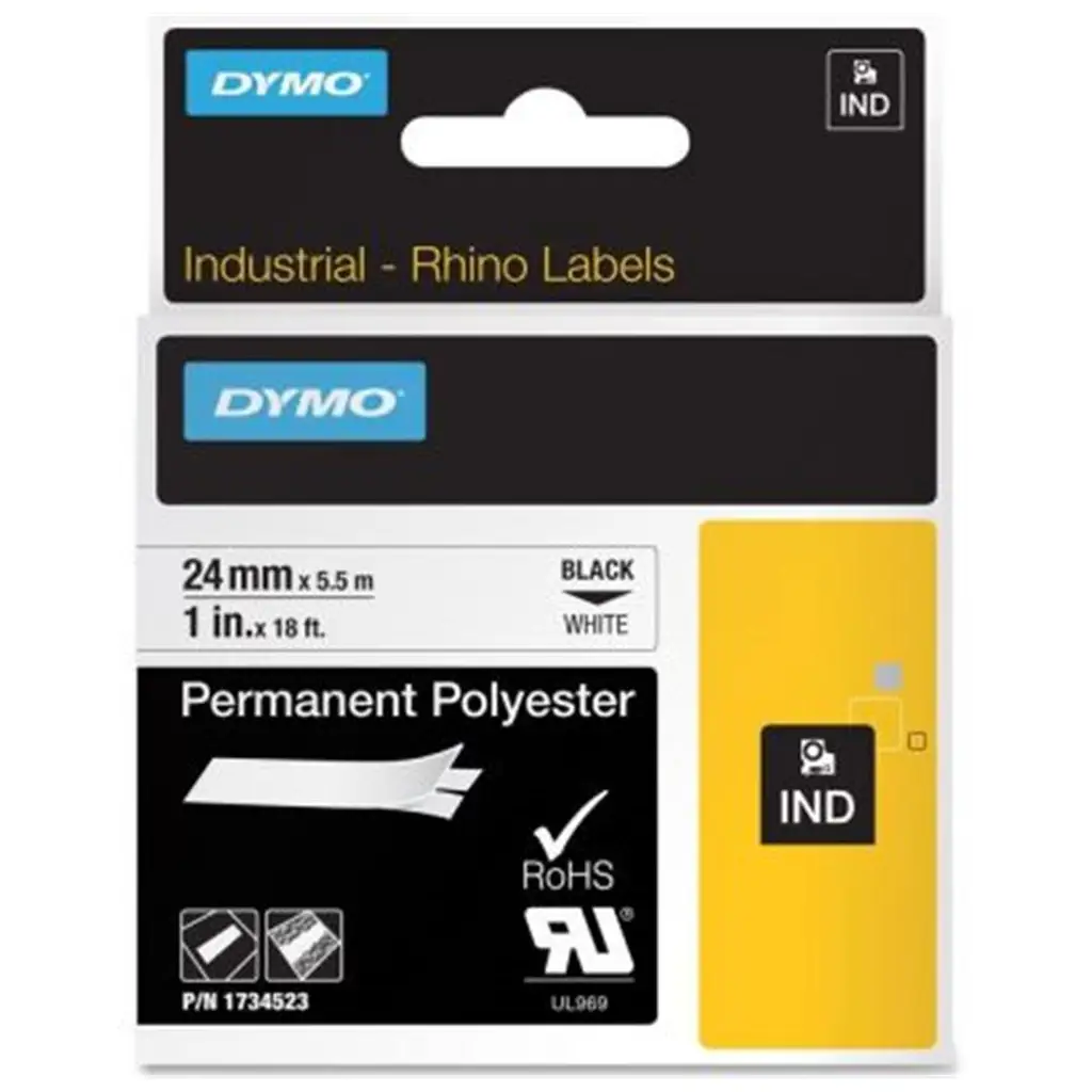 Dymo 18058 RhinoPRO Isıyla Küçülen Şerit19mmx1,5m Sarı-Siyah