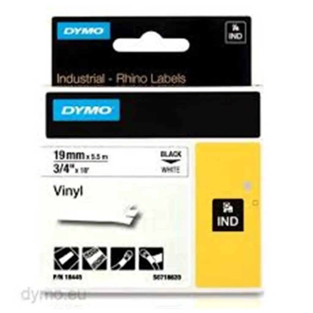 Dymo 18483 RhinoPRO SabitPolyester Şerit 12mmx5,5m Beyaz-Siyah